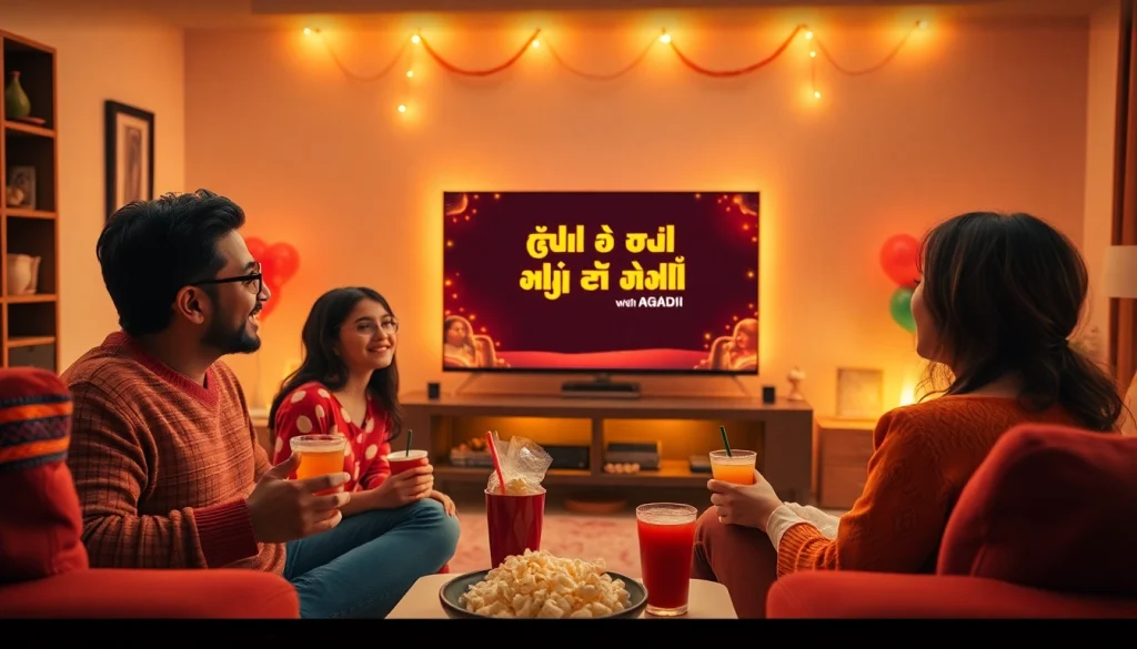 Enjoy a fun movie night with family featuring 'فاصل اعلاني بس' on the screen.